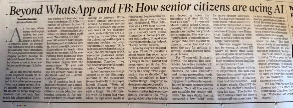 Press article featuring AI4Seniors program for retired professionals